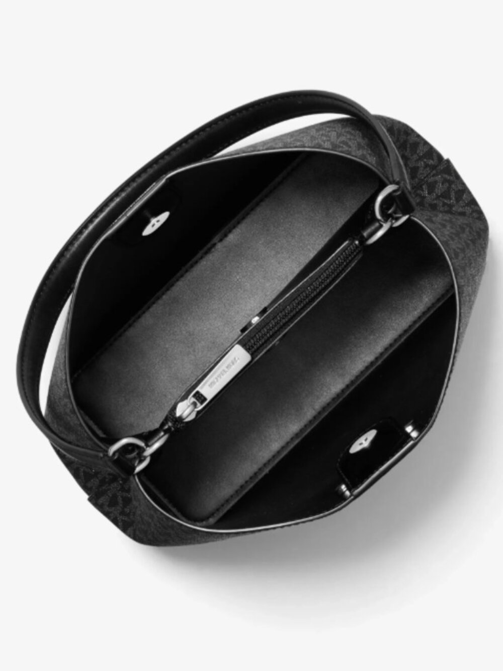 Michael Kors Black and Silver Monogram Shoulder Bag - Picture 2 of 9